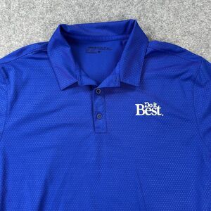 Nike Golf Shirt Mens Large Blue Dri-FIT Do It Best Polo Performance Athletic